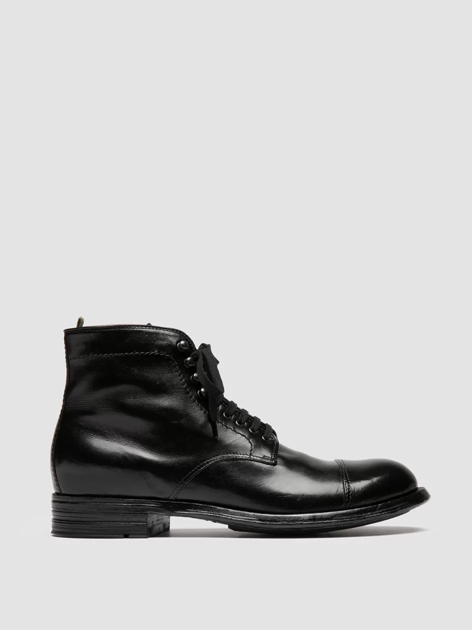 Officine Creative Ankle Boots>ADMIRAL 005 - Leather Lace-up Boots BLACK