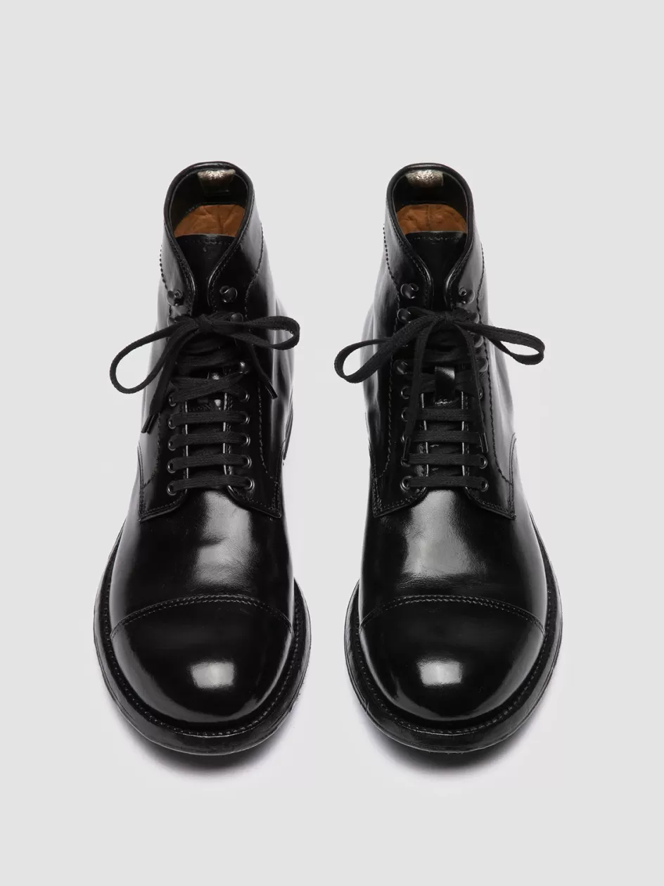 Officine Creative Ankle Boots>ADMIRAL 005 - Leather Lace-up Boots BLACK