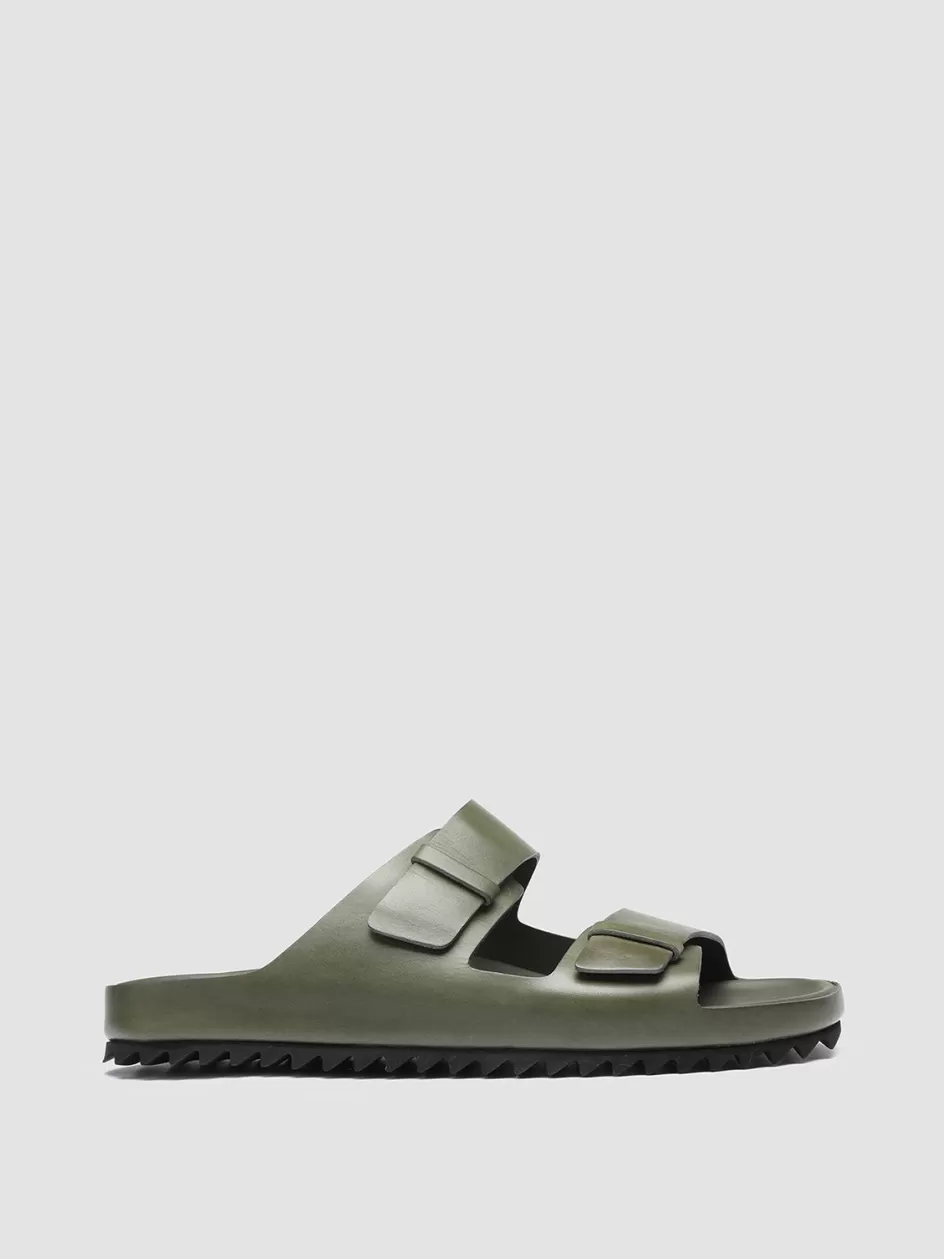 Officine Creative Sandals>AGORÀ 002 - Green Leather Sandals DEPHTS