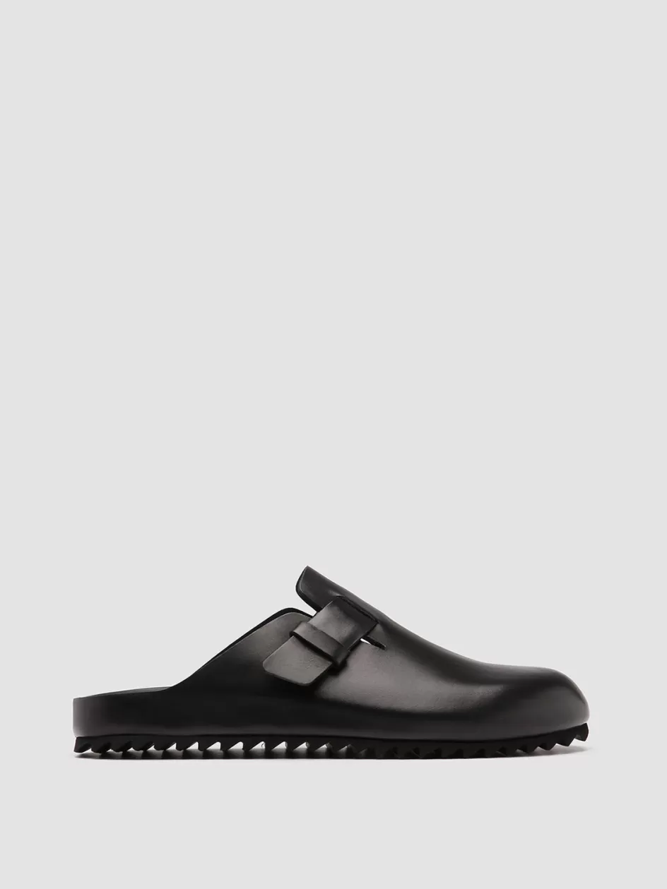 Officine Creative Icons | Sandals>AGORÀ 004 - Leather Slippers BLACK