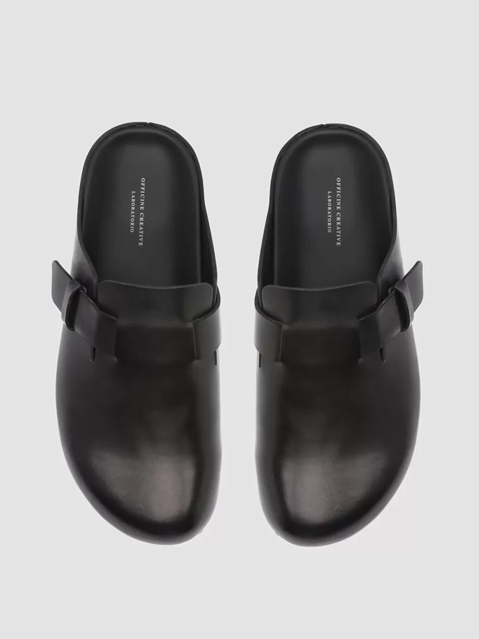 Officine Creative Icons | Sandals>AGORÀ 004 - Leather Slippers BLACK