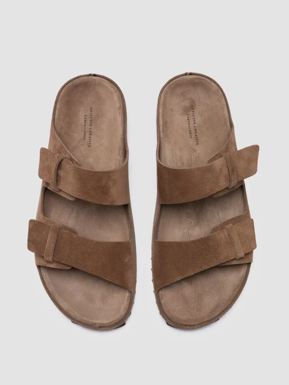 Officine Creative Suede Selection | Icons>AGORA’ 002 - Brown Suede Sandals TAUPE