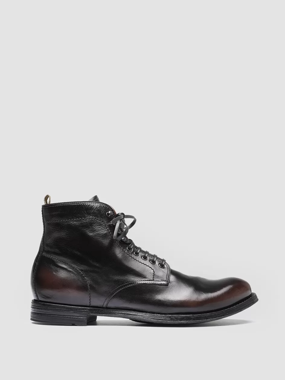 Officine Creative Ankle Boots>ANATOMIA 013 - Black Leather Ankle Boots COFFEE/BLACK