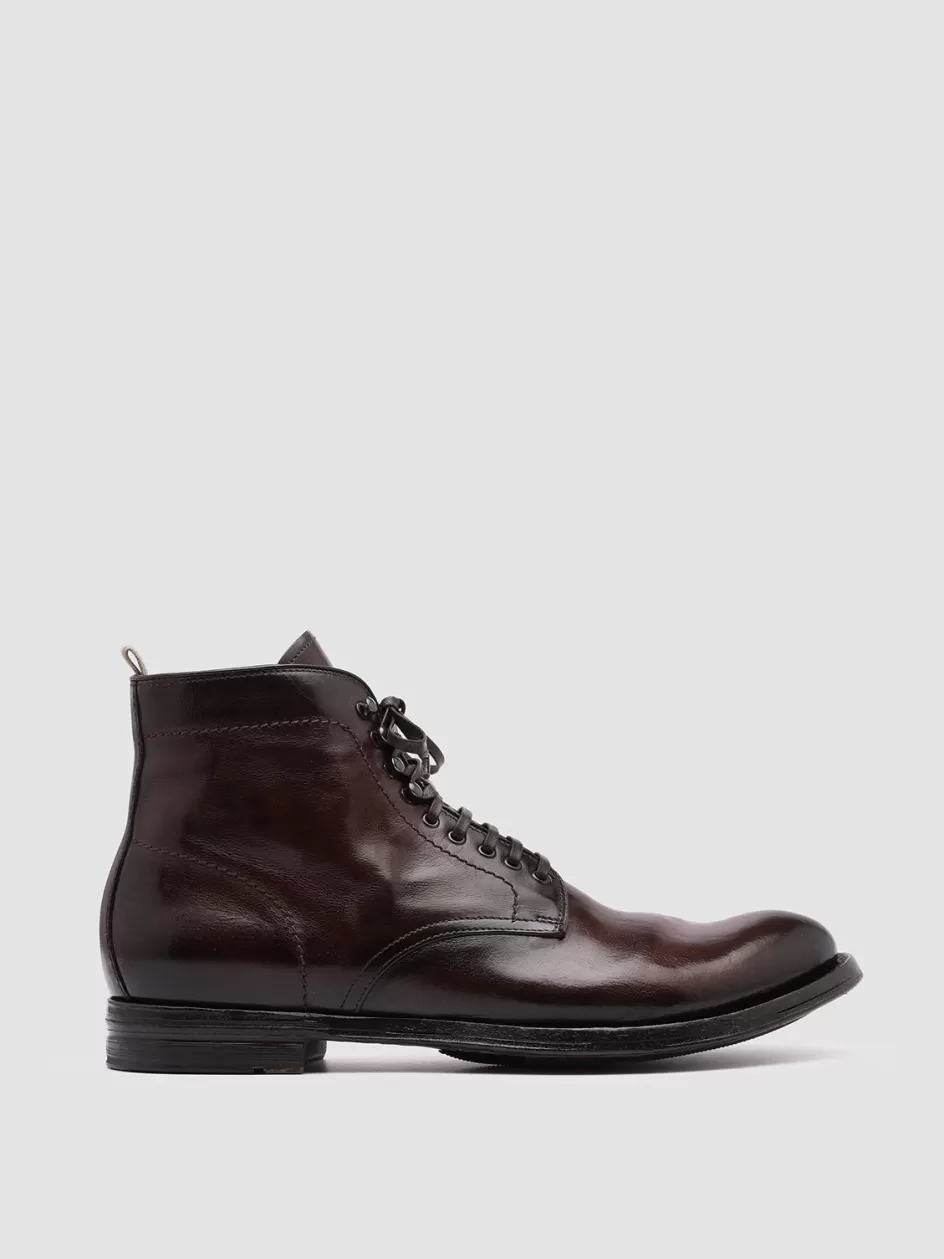 Officine Creative Icons | Ankle Boots>ANATOMIA 013 - Brown Leather Ankle Boots DARK BROWN