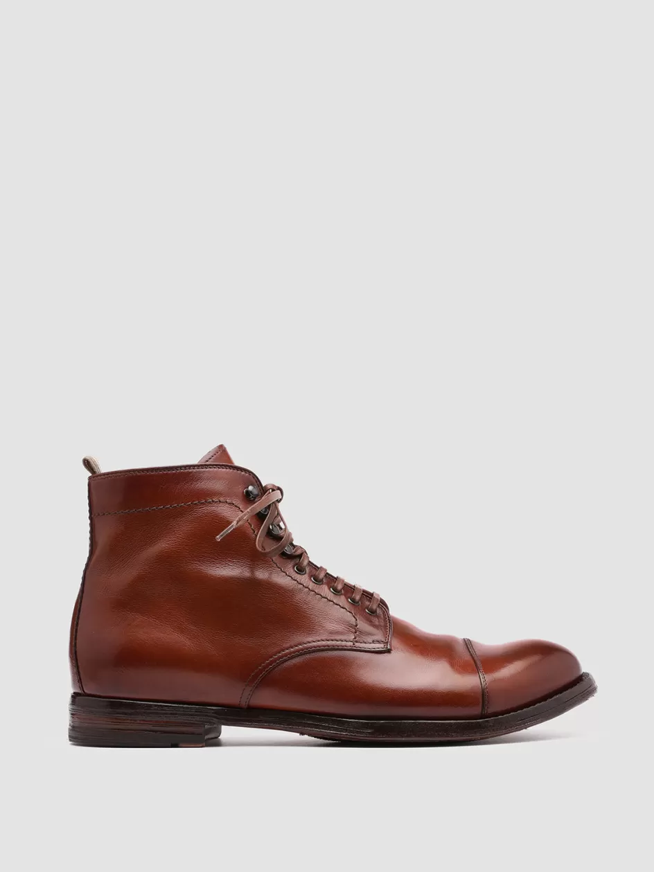 Officine Creative Icons | Ankle Boots>ANATOMIA 016 - Brown Leather Ankle Boots LIGHT BROWN