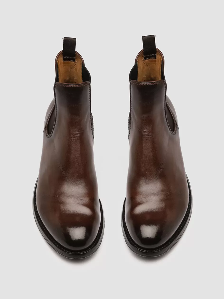 Officine Creative Ankle Boots>ANATOMIA 083 - Brown Leather Chelsea Boots COFFEE