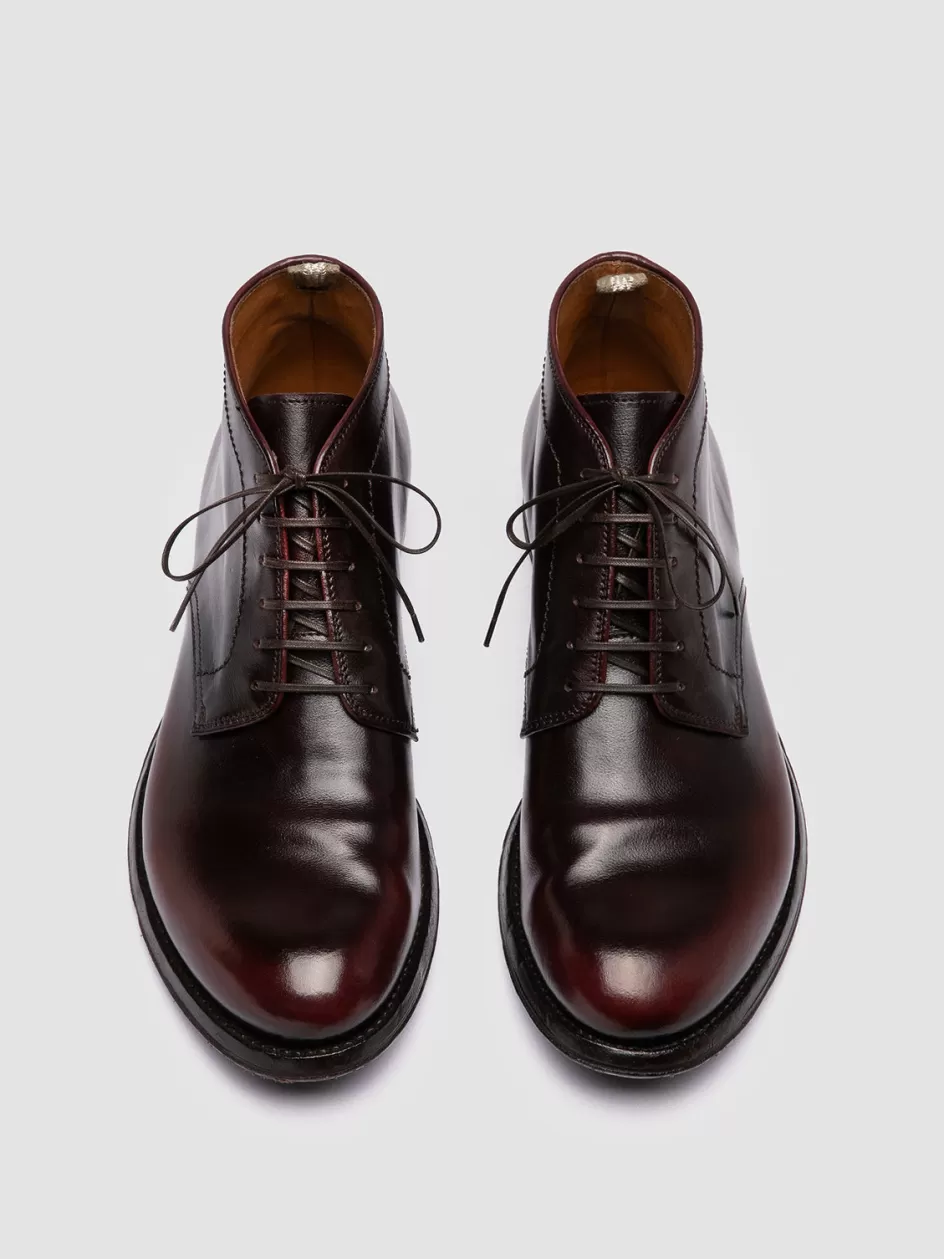 Officine Creative Ankle Boots>ANATOMIA 88 - Burgundy Leather Chukka Boots BURGUNDY/DARK BROWN