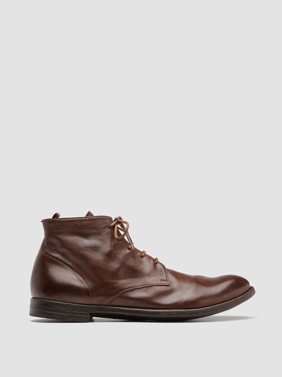 Officine Creative Icons | Ankle Boots>ARC 513 - Brown Leather Ankle Boots CIGAR