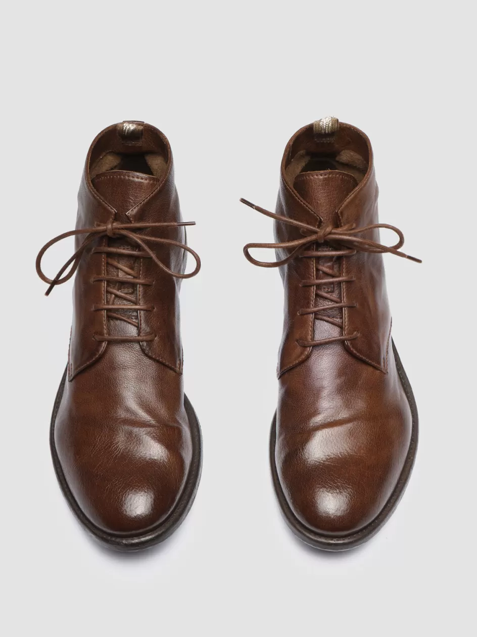 Officine Creative Icons | Ankle Boots>ARC 513 - Brown Leather Ankle Boots CIGAR