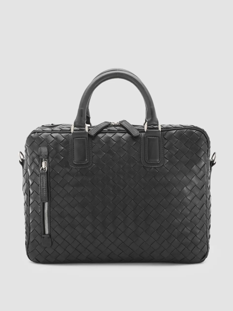 Officine Creative Woven Leather Selection | Bags>ARMOR 011 - Woven Woven Leather Bag BLACK