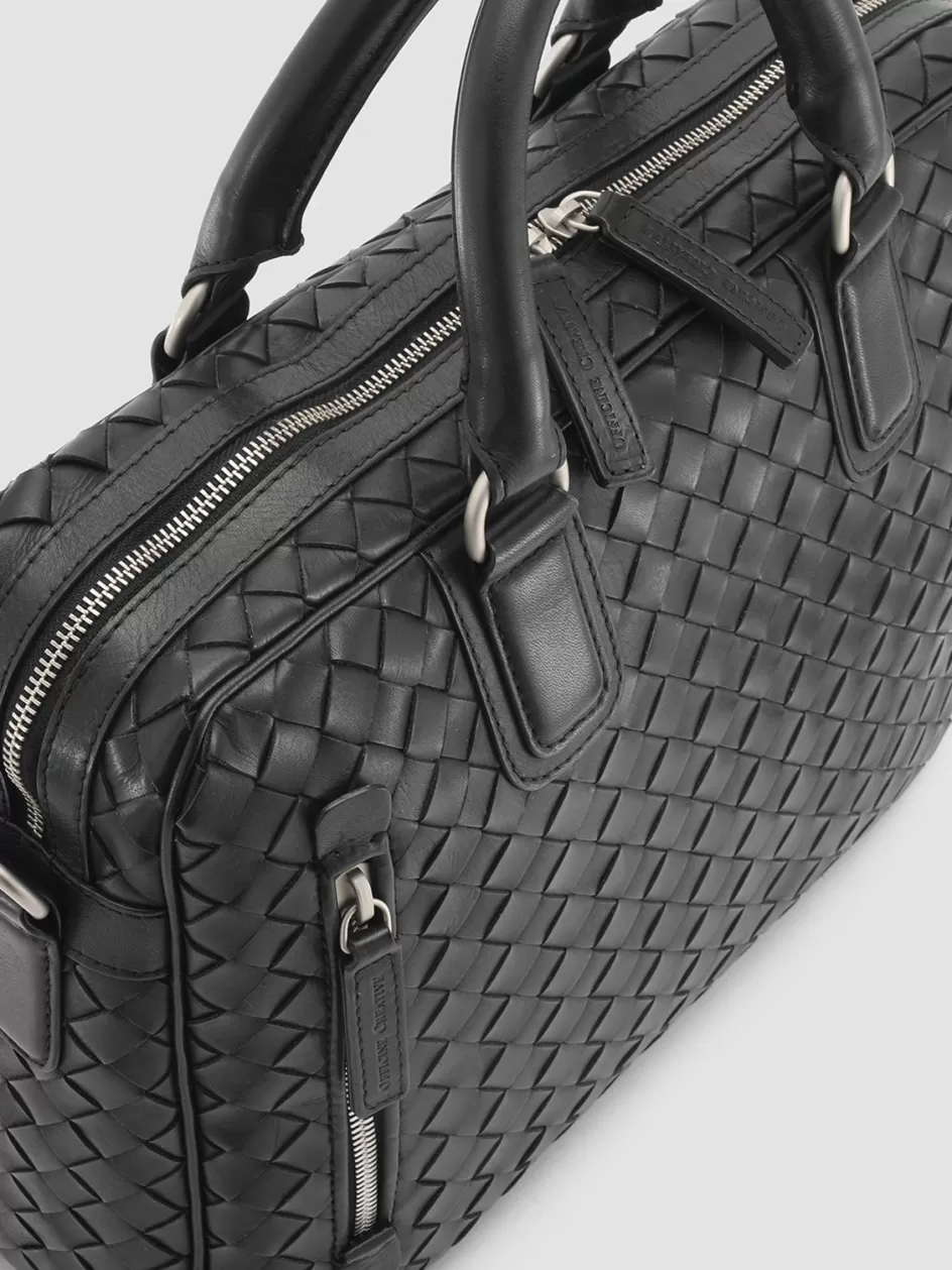 Officine Creative Woven Leather Selection | Bags>ARMOR 011 - Woven Woven Leather Bag BLACK