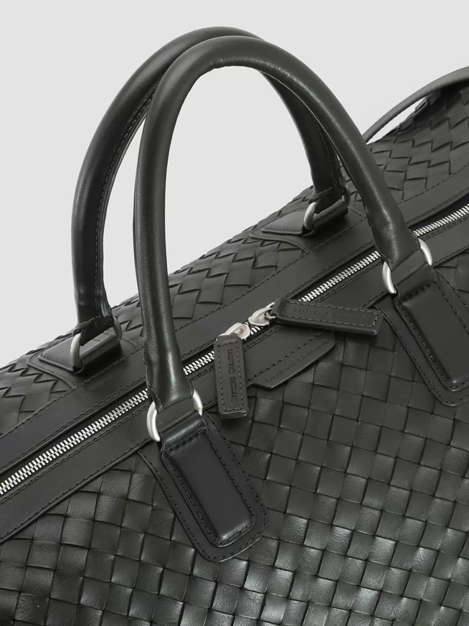 Officine Creative Woven Leather Selection | Icons>ARMOR 01 - Green Woven Leather Weekender DEPHTS