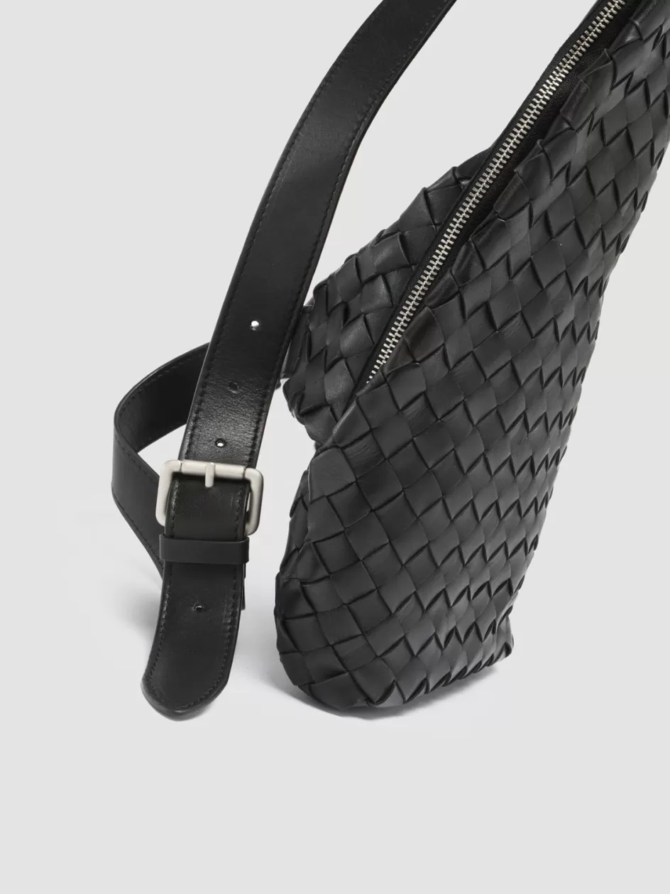 Officine Creative Woven Leather Selection | Backpacks>ARMOR 05 - Woven Leather Backpack BLACK