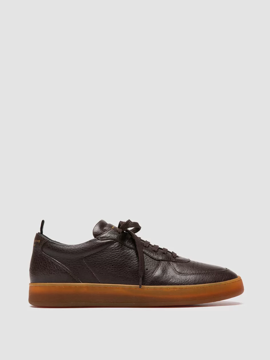 Officine Creative Sneakers>ASSET 001 - Brown Leather Low Top Sneakers EBANO