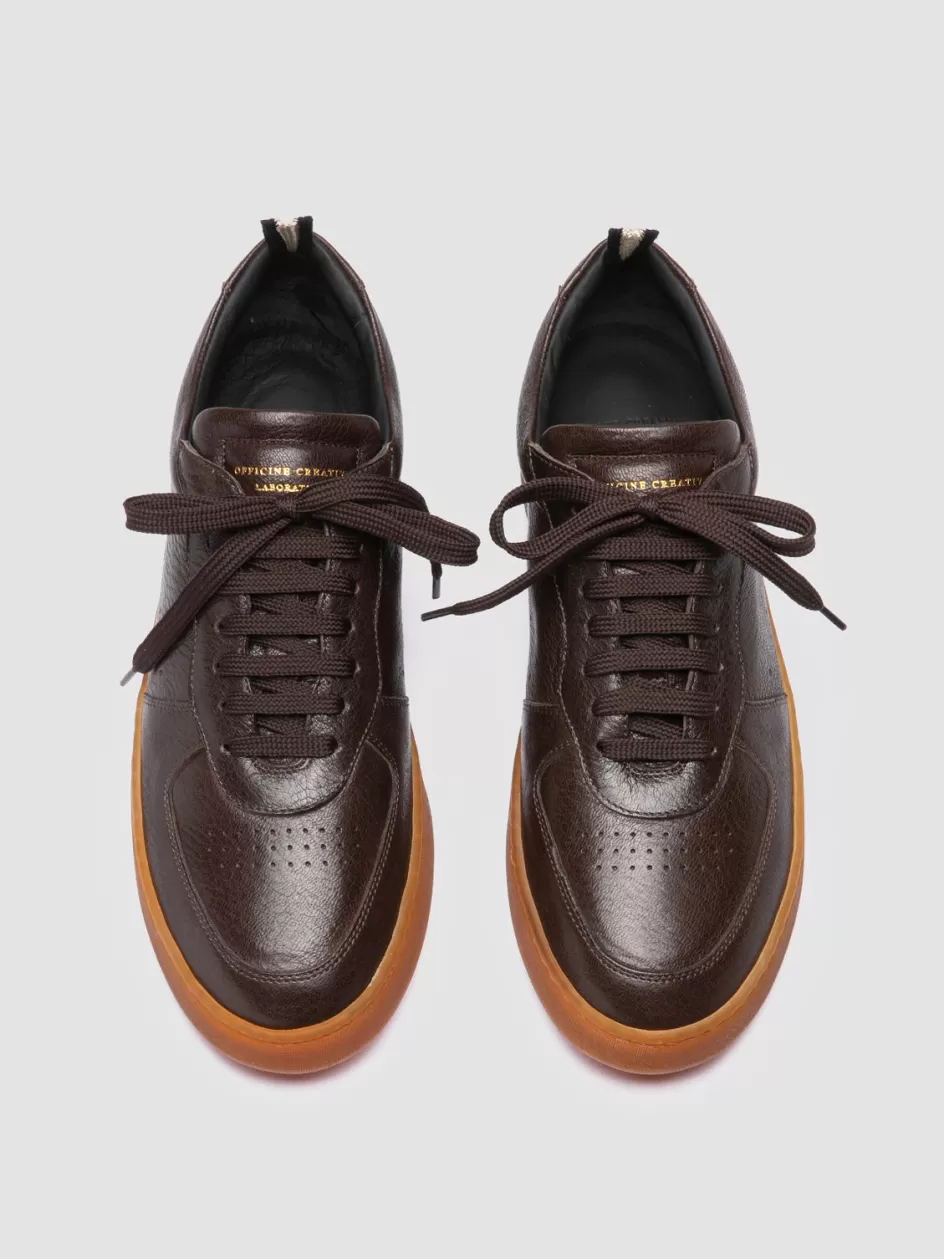 Officine Creative Sneakers>ASSET 001 - Brown Leather Low Top Sneakers EBANO