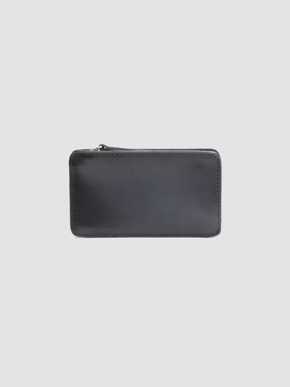 Officine Creative Wallets>BERGE’ 03 - Blue Leather Card Holder BLUMARINE