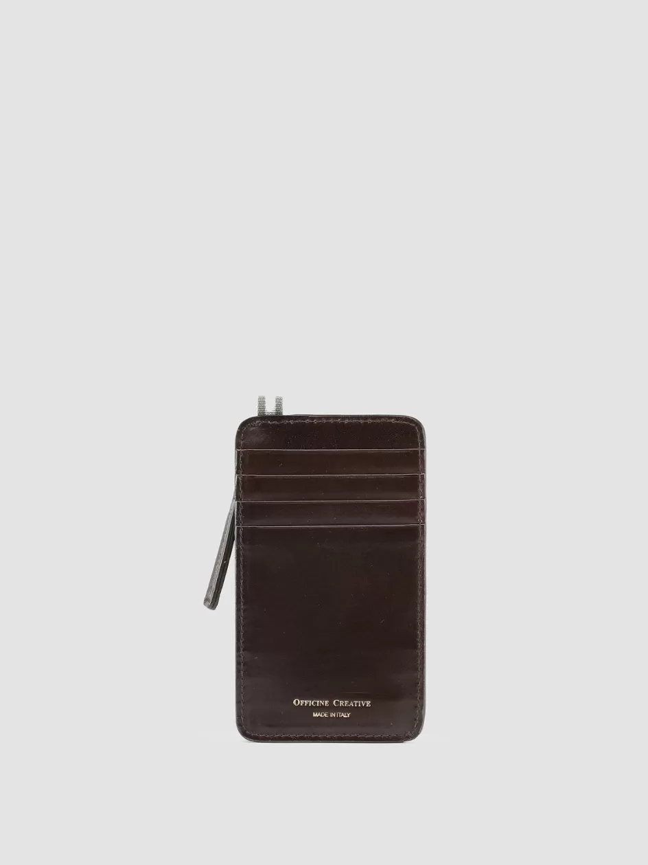 Officine Creative Wallets>BERGE’ 03 - Brown Leather Card Holder COFFEE