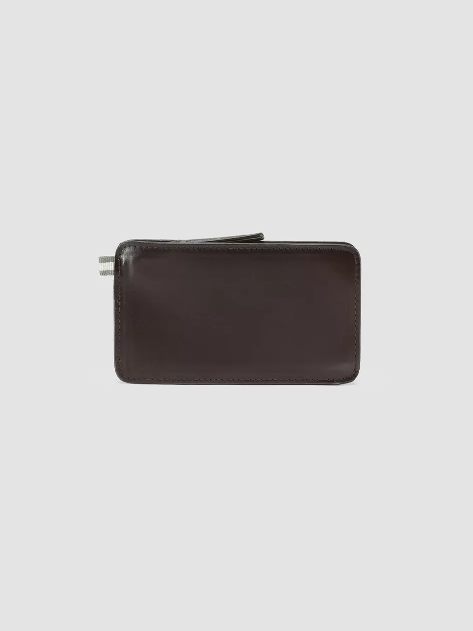 Officine Creative Wallets>BERGE’ 03 - Brown Leather Card Holder COFFEE