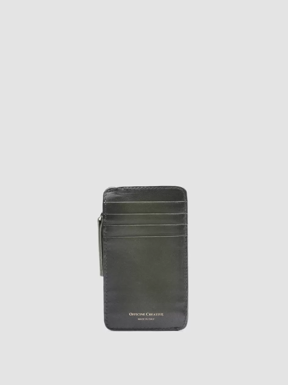 Officine Creative Wallets>BERGE’ 03 - Green Leather Card Holder DEPHTS