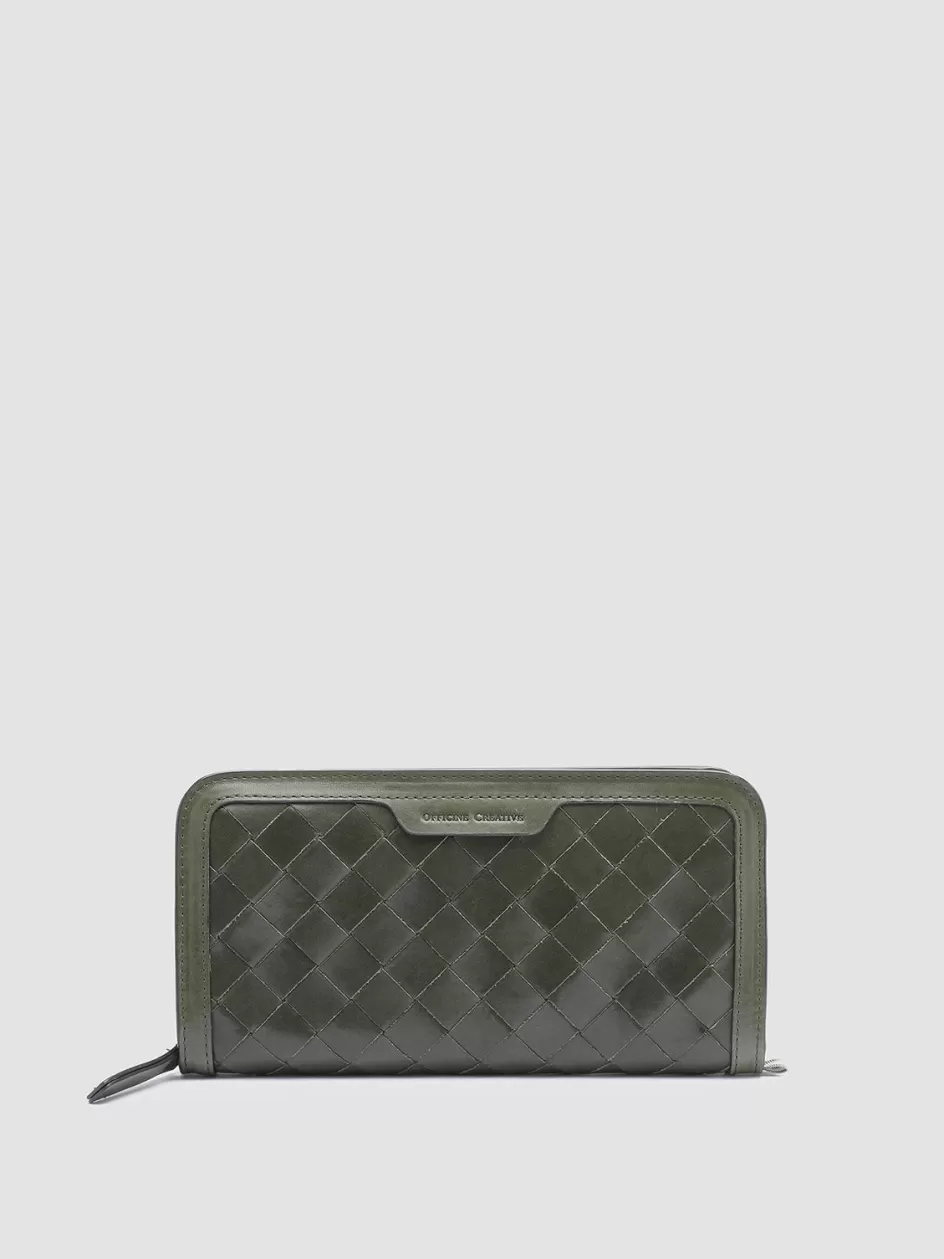 Officine Creative Woven Leather Selection | Wallets>BERGE’ 101 - Green Woven Leather Wallet DEPHTS