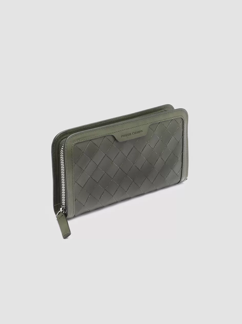 Officine Creative Woven Leather Selection | Wallets>BERGE’ 101 - Green Woven Leather Wallet DEPHTS