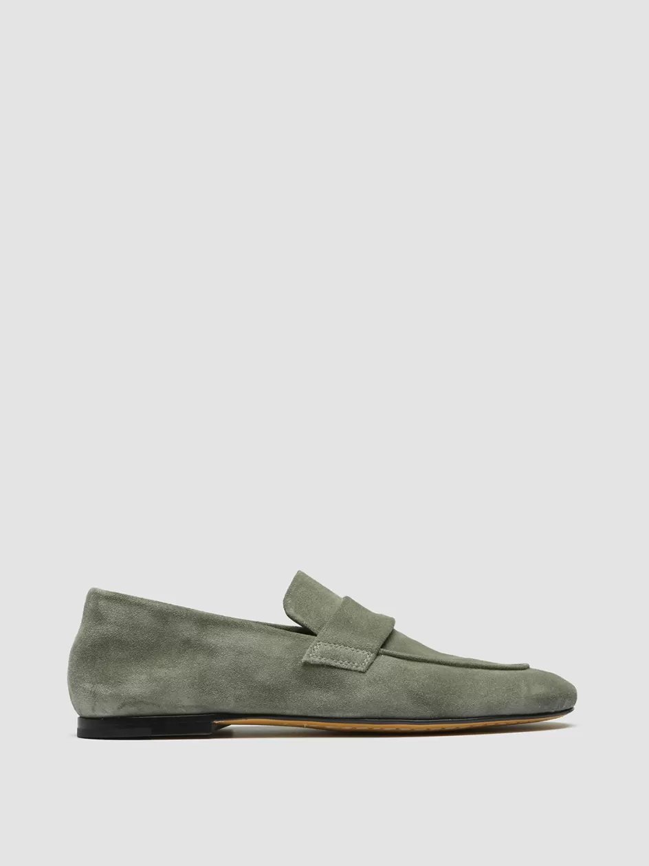 Officine Creative Suede Selection | Icons>BLAIR 001 - Suede Loafers GREEN