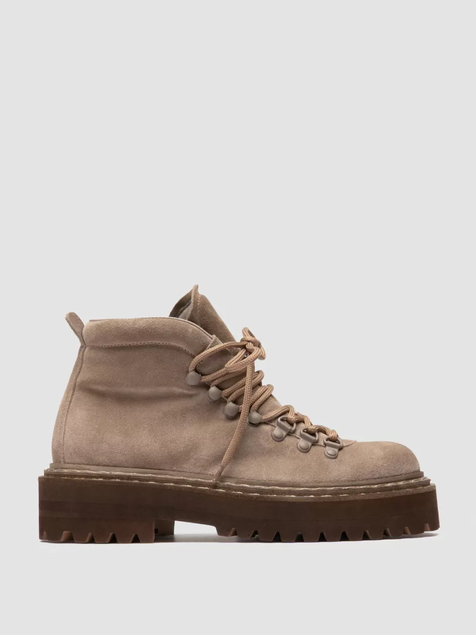 Officine Creative Boots & Booties>BLOSSOM 005 - Taupe Suede Lace-up Boots ANTILOPE                                          