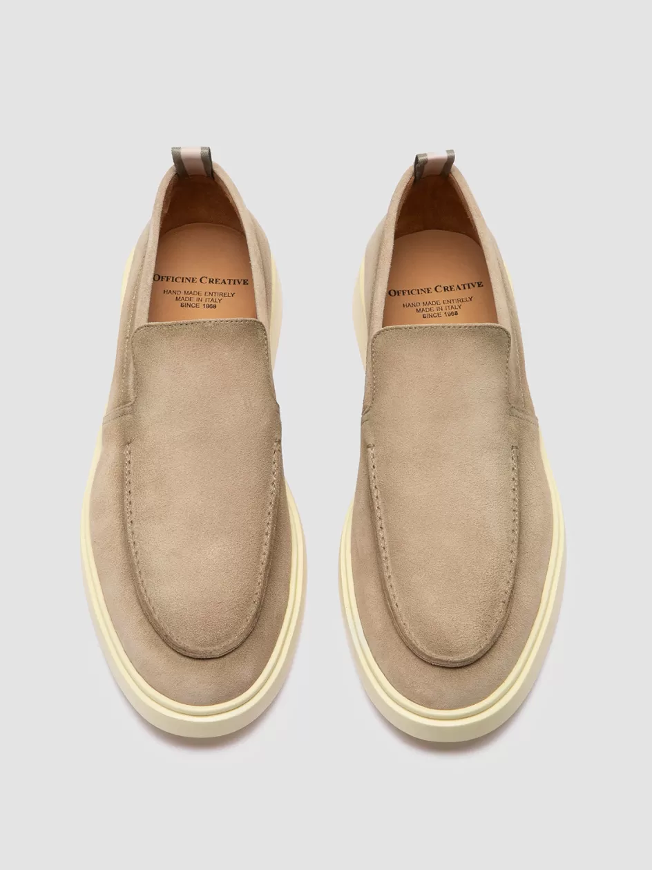 Officine Creative Suede Selection | Icons>BONES 002 - Beige Suede Loafers NUDE SPRING