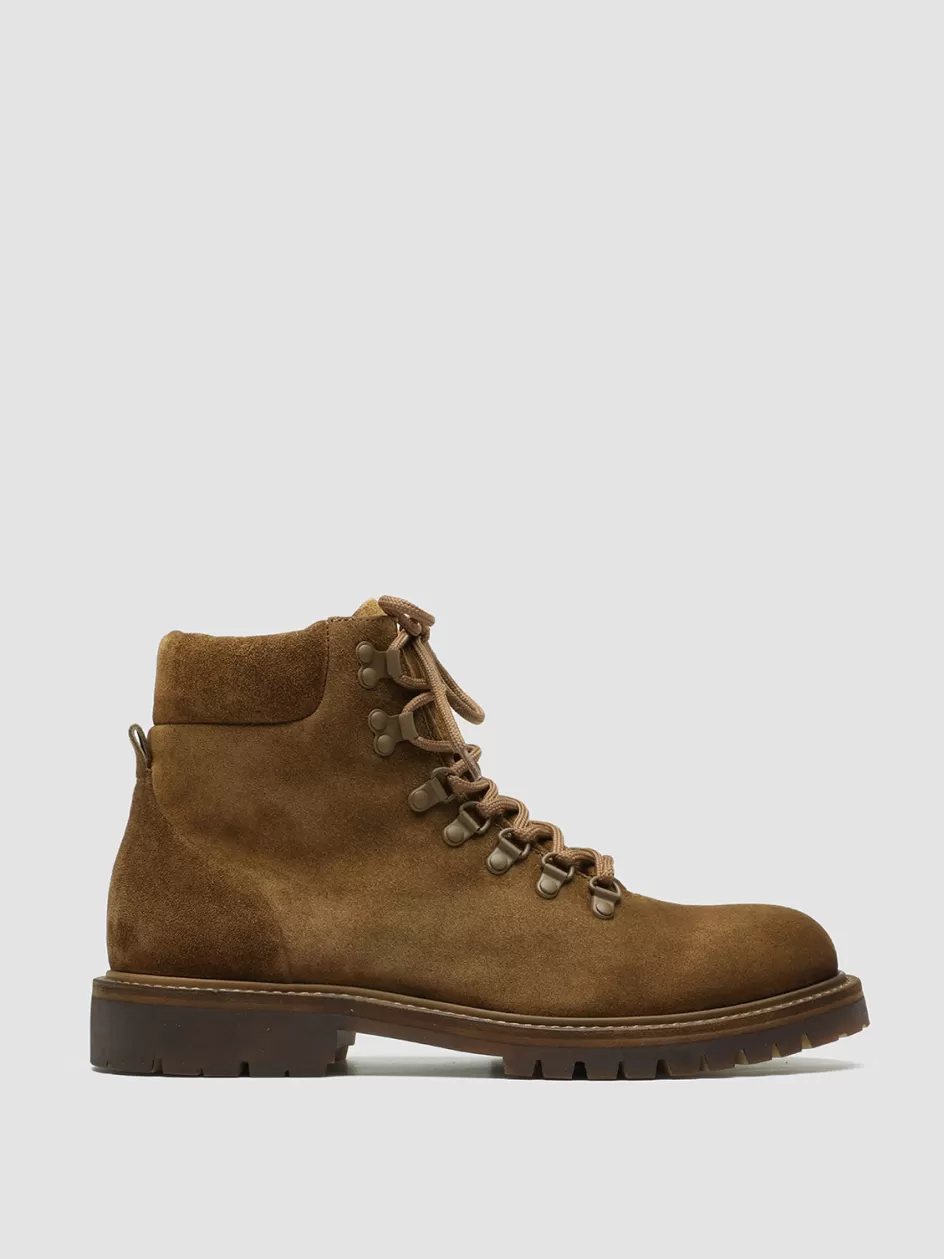 Officine Creative Ankle Boots>BOSS 003 - Brown Suede Lace Up Boots LIGHT BROWN