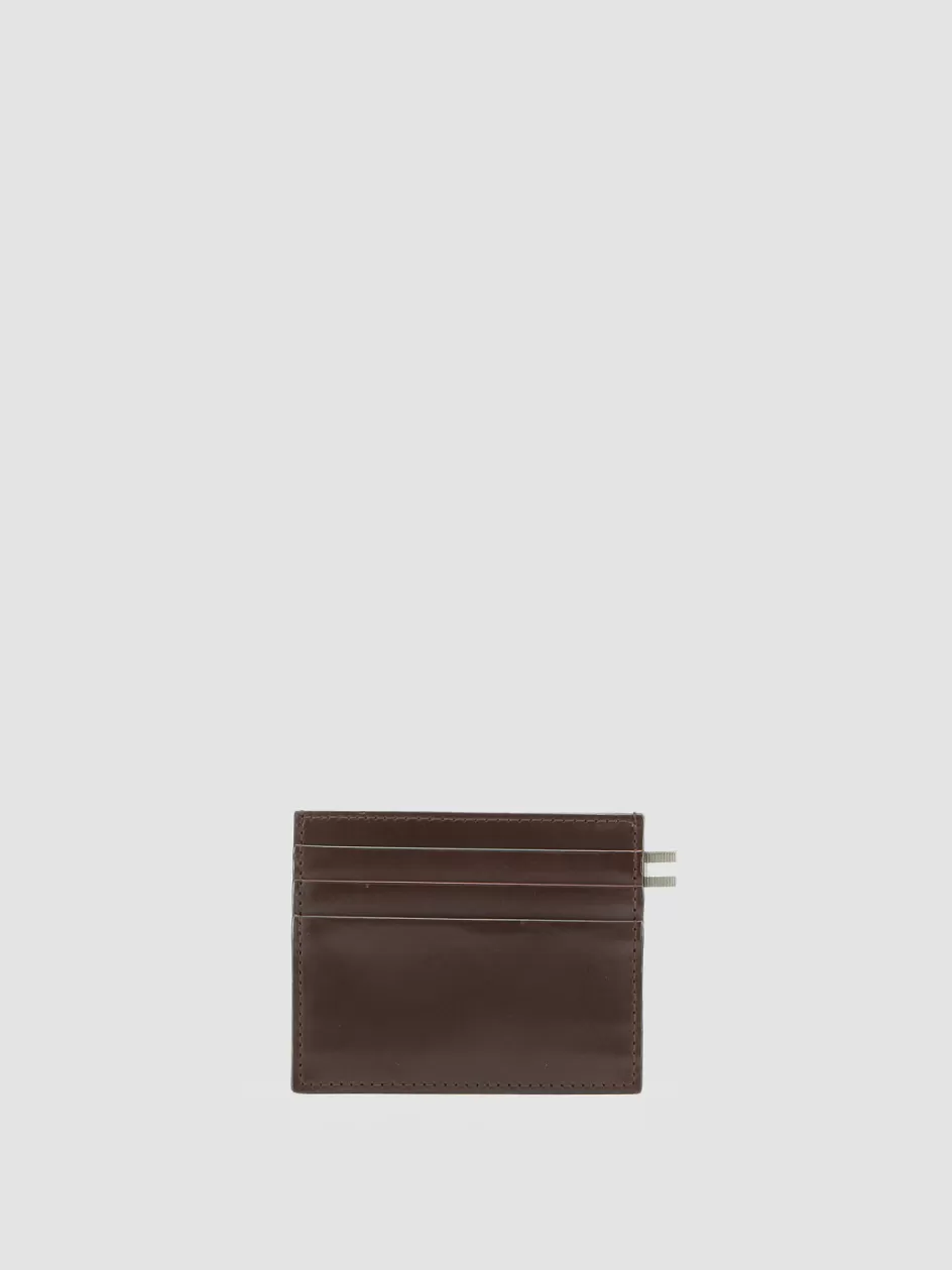 Officine Creative Wallets>BOUDIN 22 - Brown Leather Card Holder DARK