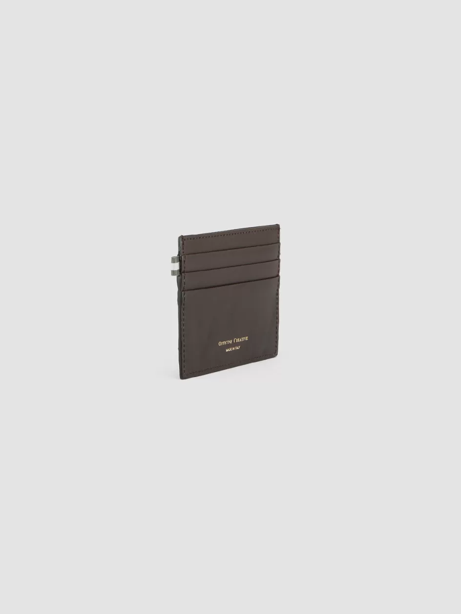 Officine Creative Wallets>BOUDIN 22 - Brown Leather Card Holder DARK