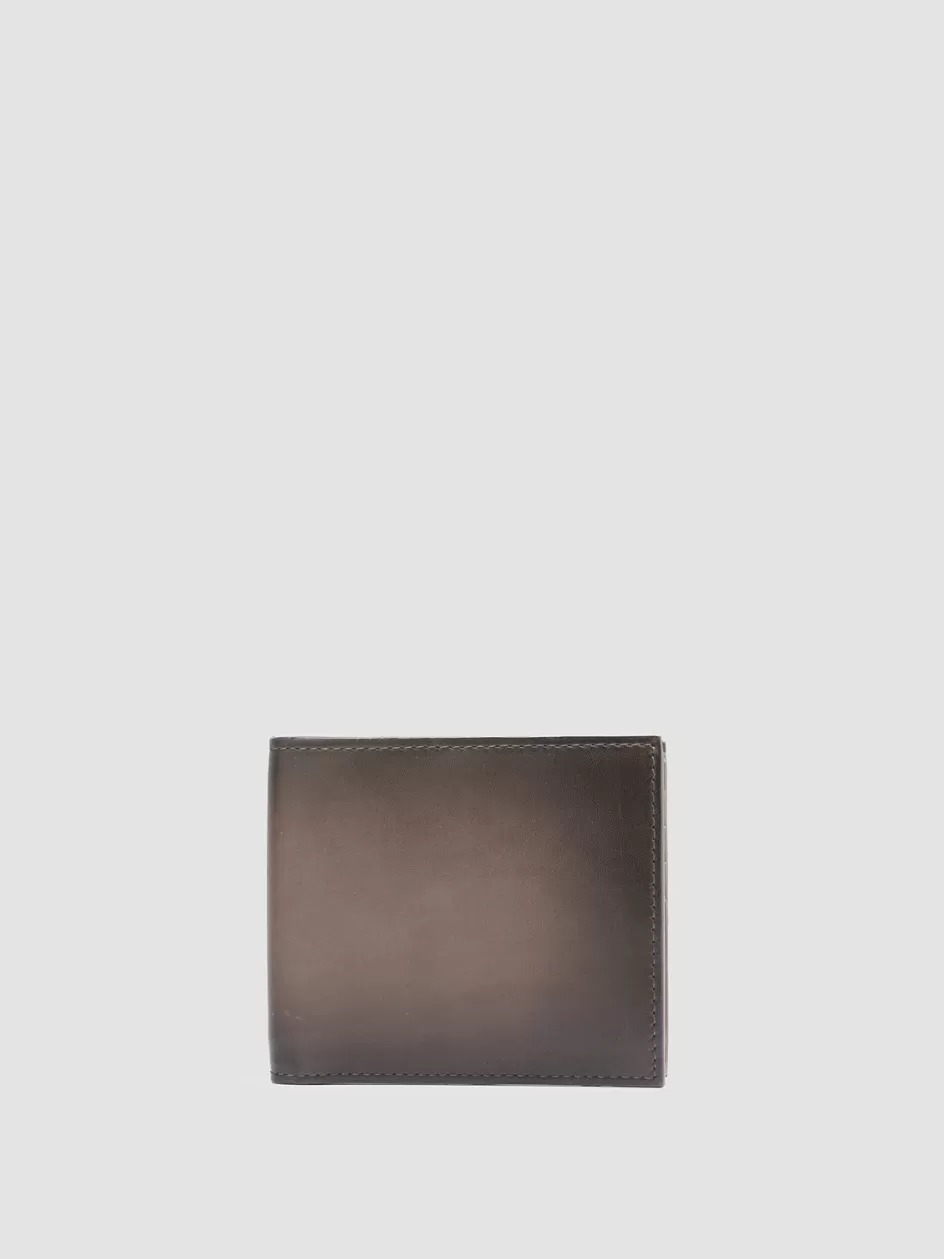 Officine Creative Wallets>BOUDIN 23 - Taupe Leather Bifold Wallet WALNUT