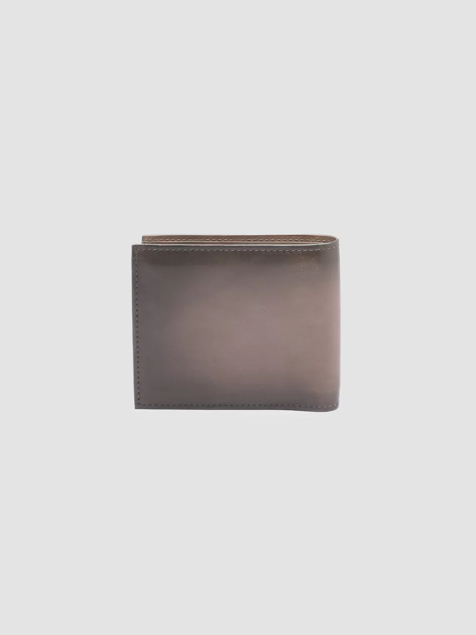 Officine Creative Wallets>BOUDIN 23 - Taupe Leather Bifold Wallet WALNUT