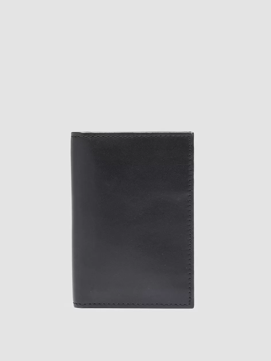 Officine Creative Wallets>BOUDIN 24 - Leather Bifold Wallet BLACK