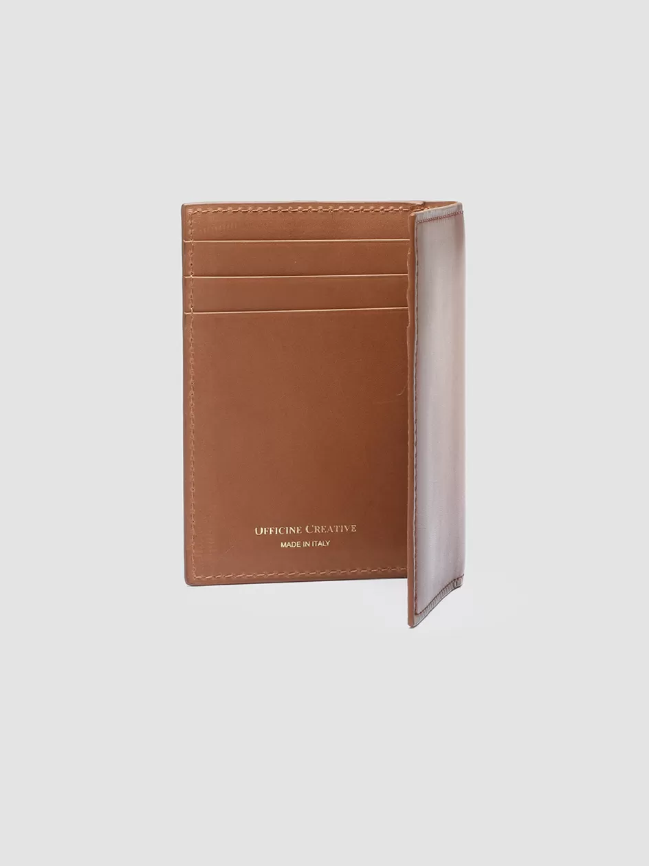 Officine Creative Wallets>BOUDIN 24 - Brown Leather Bifold Wallet TAN