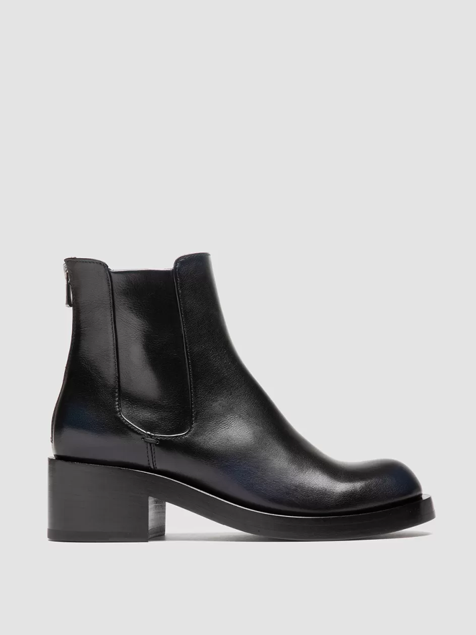 Officine Creative Boots & Booties>BRETT 003 - Black Leather Zipped Boots NERO                                              