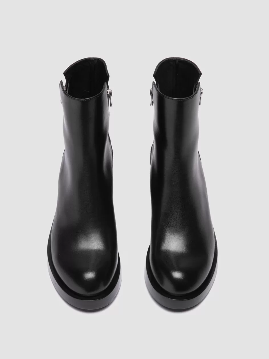 Officine Creative Boots & Booties>BRETT 003 - Black Leather Zipped Boots NERO                                              