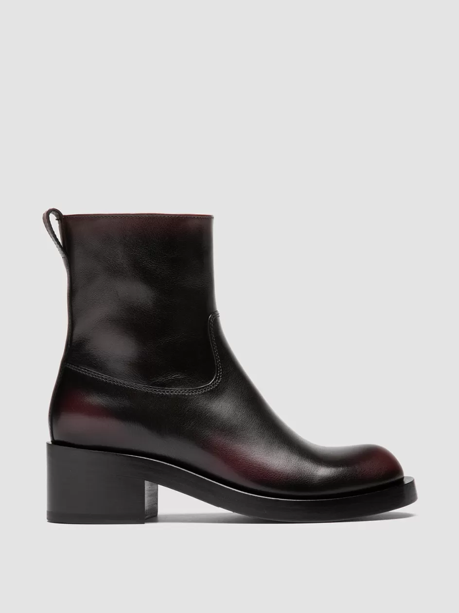 Officine Creative Boots & Booties>BRETT 005 - Burgundy Leather Zipped Boots BORDO'/SUPERNERO                                  