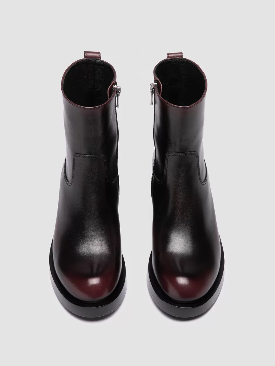 Officine Creative Boots & Booties>BRETT 005 - Burgundy Leather Zipped Boots BORDO'/SUPERNERO                                  