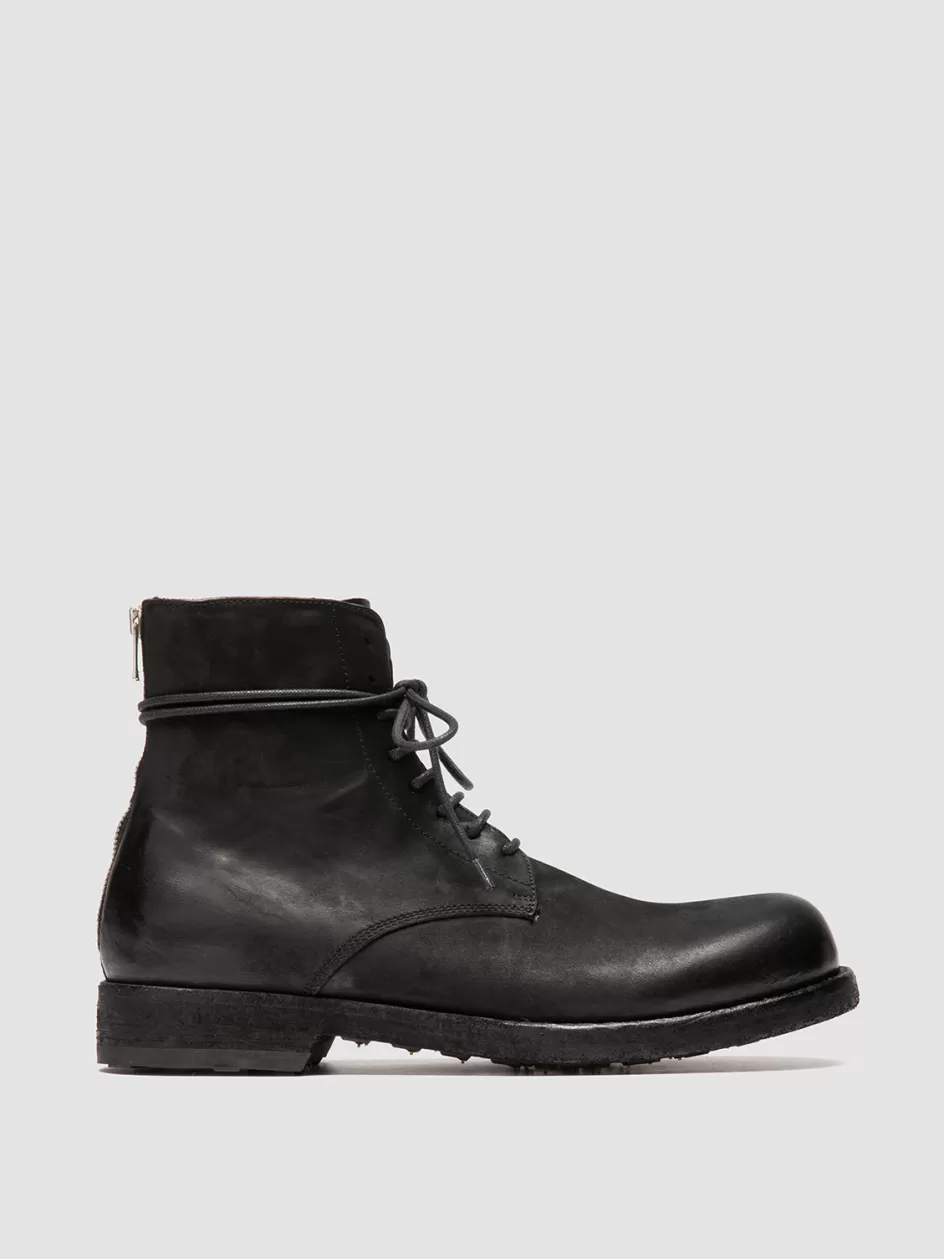 Officine Creative Ankle Boots>BULLA DD 102 - Leather Lace-up Boots BLACK