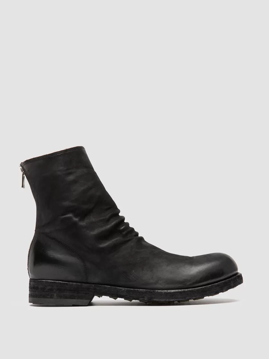 Officine Creative Ankle Boots>BULLA DD 103 - Leather Zipped Boots BLACK