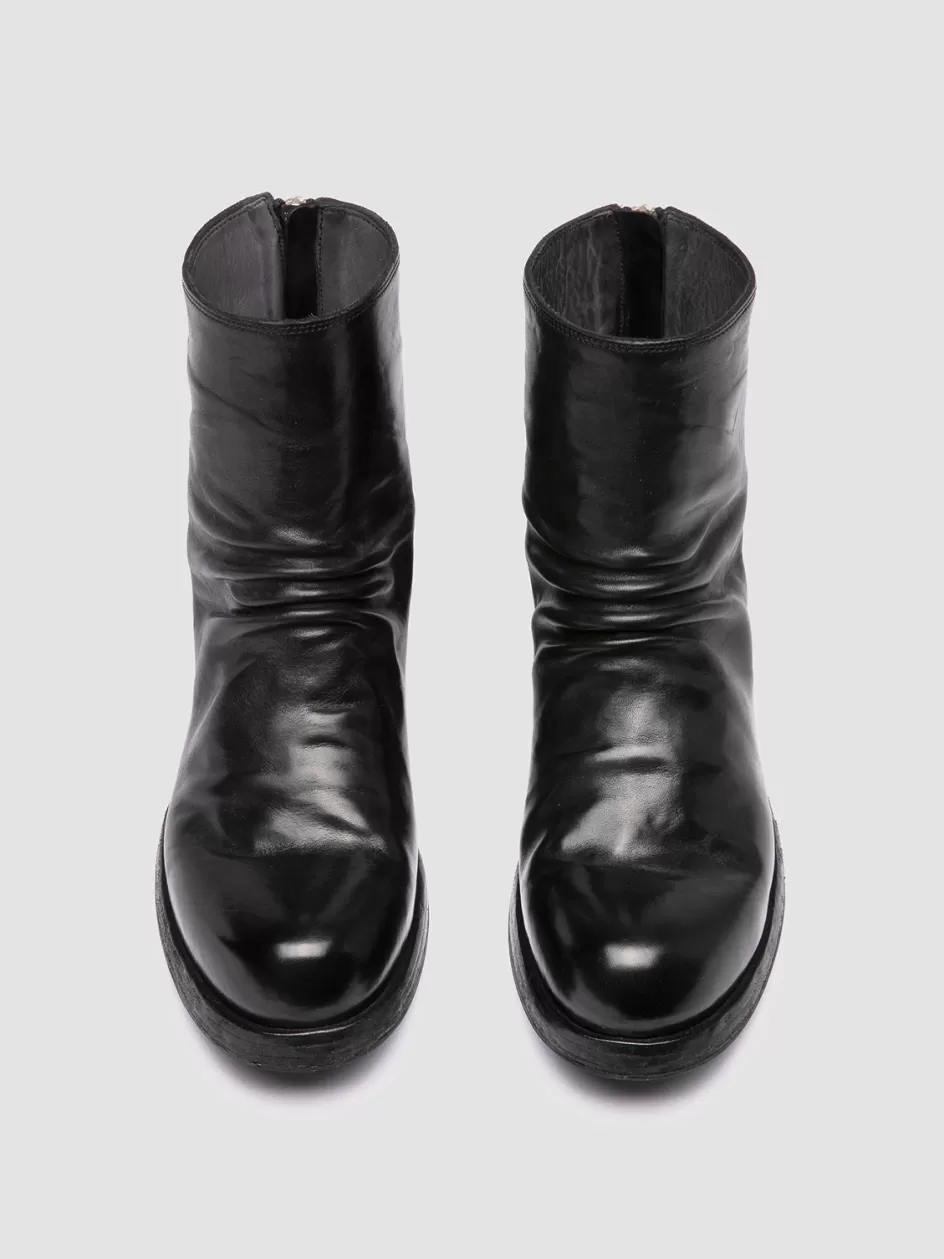 Officine Creative Boots & Booties>BULLA DD 303 - Black Leather Zipped Boots NERO                                              