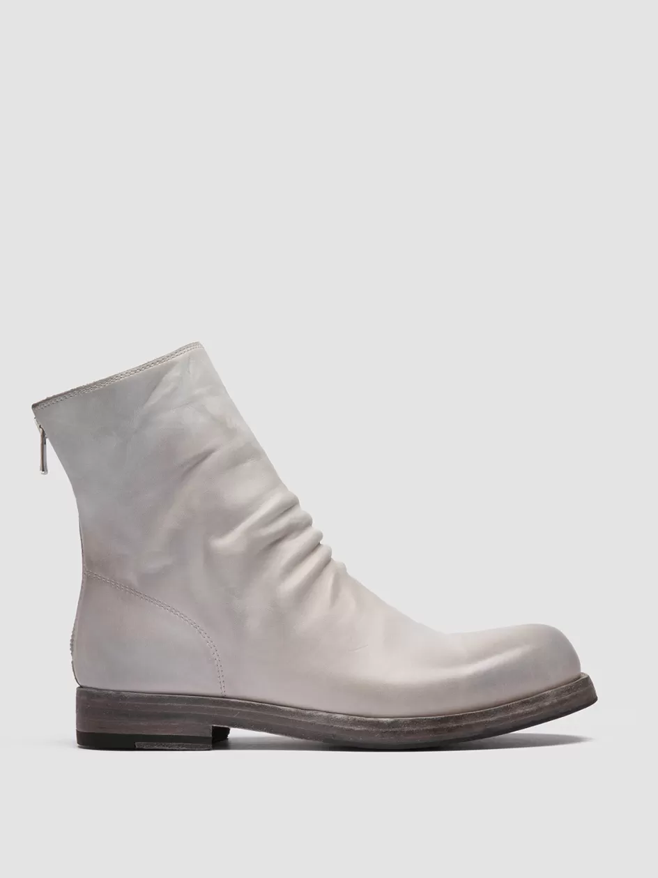 Officine Creative Boots & Booties>BULLA DD 303 - Grey Leather Zipped Boots GESSO                                             