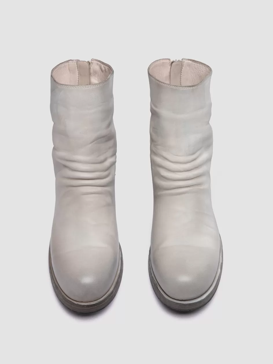 Officine Creative Boots & Booties>BULLA DD 303 - Grey Leather Zipped Boots GESSO                                             