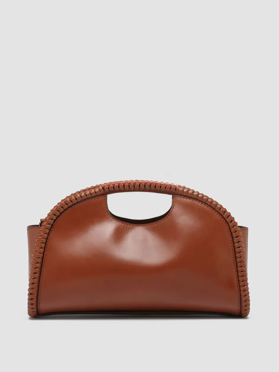 Officine Creative Bags>CABALA 103 - Brown Leather Clutch Bag RHUM