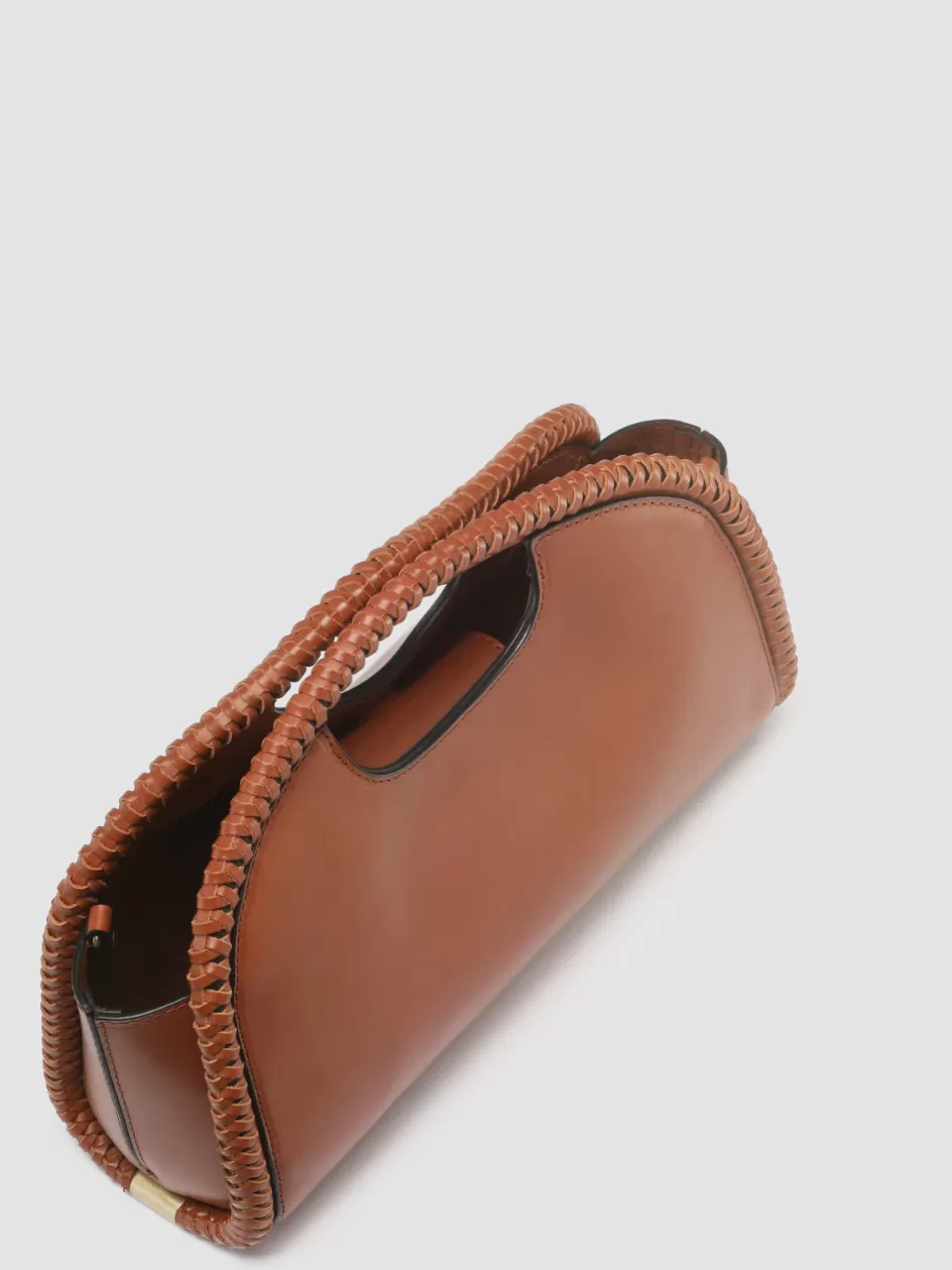 Officine Creative Bags>CABALA 103 - Brown Leather Clutch Bag RHUM