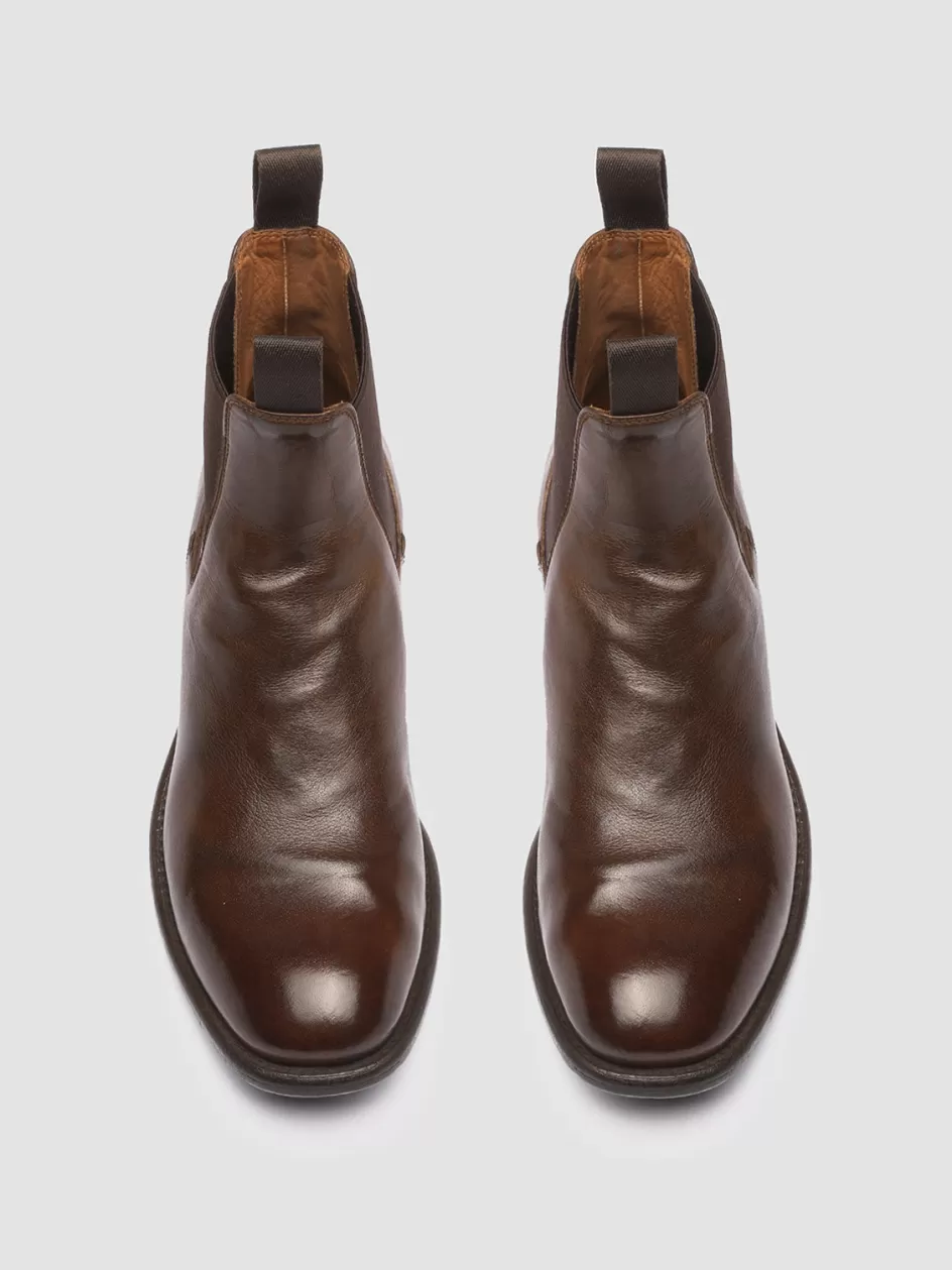 Officine Creative Icons | Boots & Booties>CALIXTE 004 - Brown Leather Chelsea Boots CIGAR