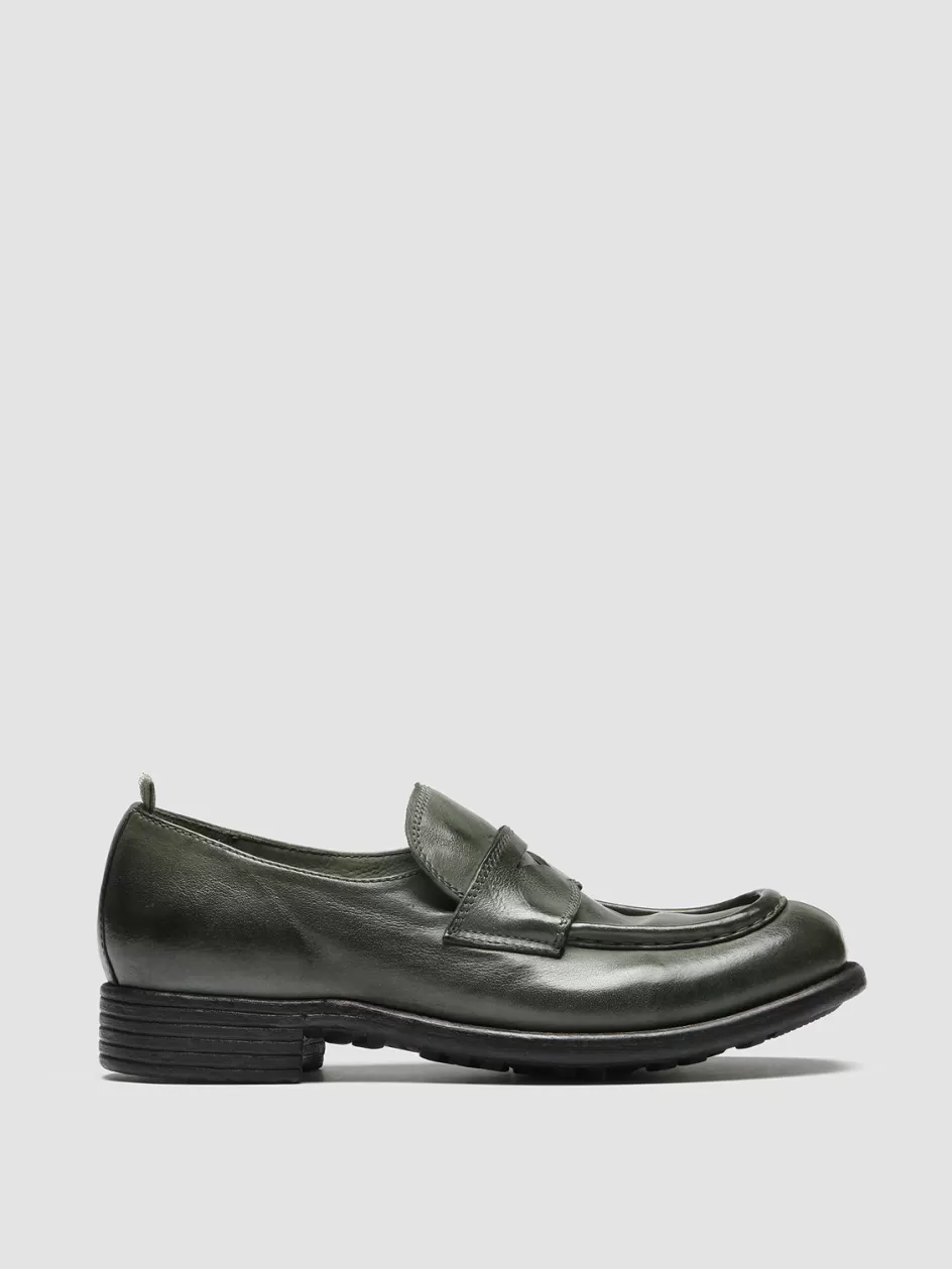 Officine Creative Loafers>CALIXTE 020 - Green Leather Loafers DEPHTS