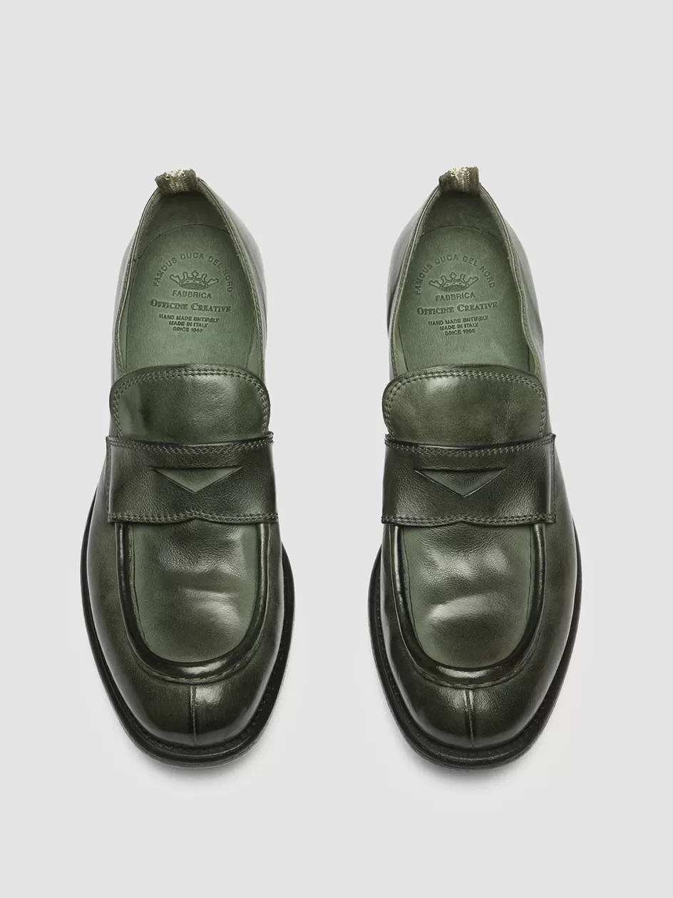 Officine Creative Loafers>CALIXTE 020 - Green Leather Loafers DEPHTS