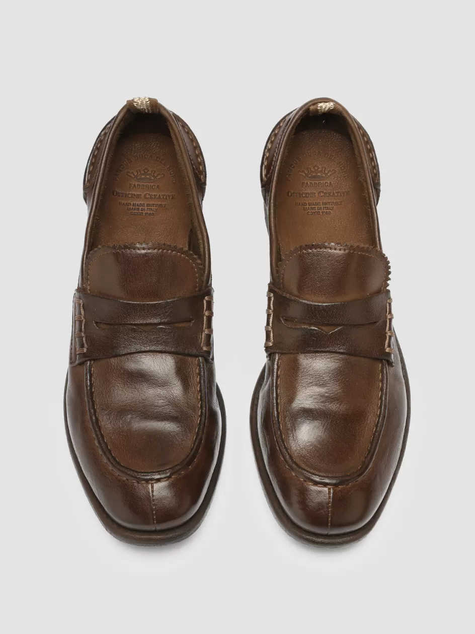 Officine Creative Loafers>CALIXTE 042 - Brown Leather Penny Loafers LIGHT BROWN